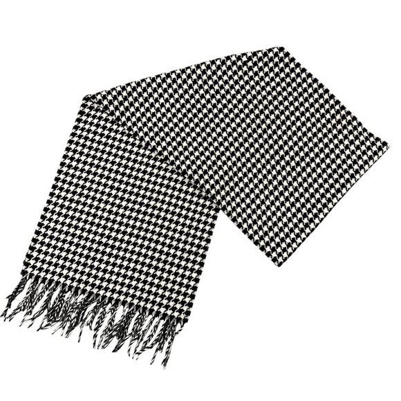 Cashmink V. Fraas Scarf Womens One Size Houndstooth Black White Winter - Picture 2 of 6